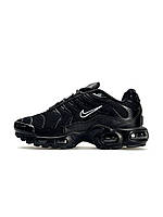 Жіночі кросівки шкіряні текстиль Nike Air Max Plus All Black White, кеди жіночі Найк чорні 37