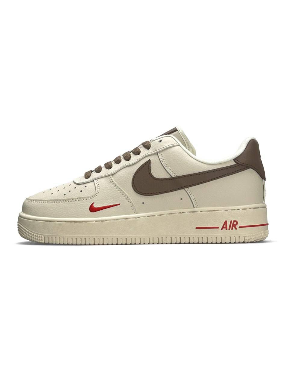 Чоловічі шкіряні кросівки Nike Air Force 1 Low New Beige Brown, чоловічі кеди Найк шкіра бежеві 41