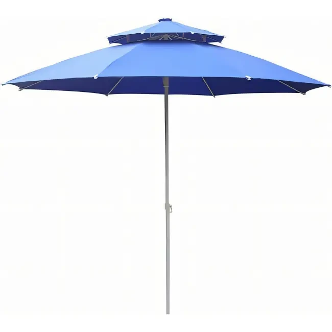 Посилена торгова парасолька 2.5 м, пляжна парасолька з подвійним клапаном "Антивітер", 8 спиць, двошаровий навіс