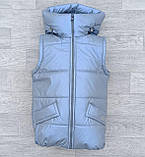 Демісезонна куртка жилет 2в1 для дівчинки 6-14 років на весну осінь Осіння підліткова блискуча курточка Сталева 152, фото 5
