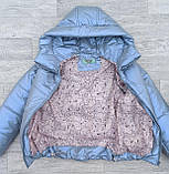 Демісезонна куртка жилет 2в1 для дівчинки 6-14 років на весну осінь Осіння підліткова блискуча курточка Сталева 152, фото 6