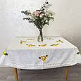 Cкатертина біла вишита натуральний льон овал 180*140, фото 2