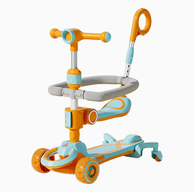 Самокат 5в1 CITY LINE (біговел) Baby Care 388-OR, сталь+пласт, колеса ПУ, музика, світло.