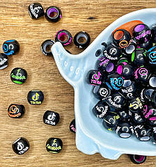 Намистини пластикові з отвором шамбала (20 гр) ТІК-ТОК, ФЕЙСБУК, ВАТСАП 11*9мм Чорні МІКС