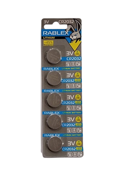 Батарейки-таблетки Rablex CR2032 / 3V блістер 5шт.