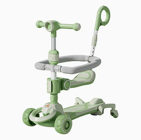 Самокат 5в1 CITY LINE (біговел) Baby Care 388-GR, сталь+пласт, колеса ПУ, музика, світло з батьківською ручкою і бортиками