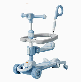 Самокат 5в1 CITY LINE (біговел) Baby Care 388-BL, сталь+пласт, колеса ПУ, музика, світло з батьківською ручкою