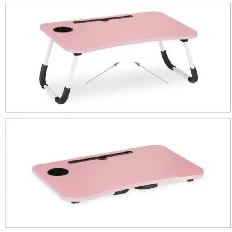 Уцінка! Незначні вмятини та подряпині на корпусі. Складаний дерев'яний столик для ноутбука та планшета 60х40х30 см Рожевий YU227