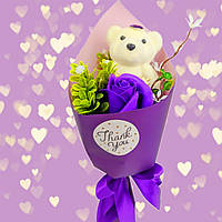 Букет троянд із ведмедиком Міні букет із м'якою іграшкою Букет із м'яких іграшок
