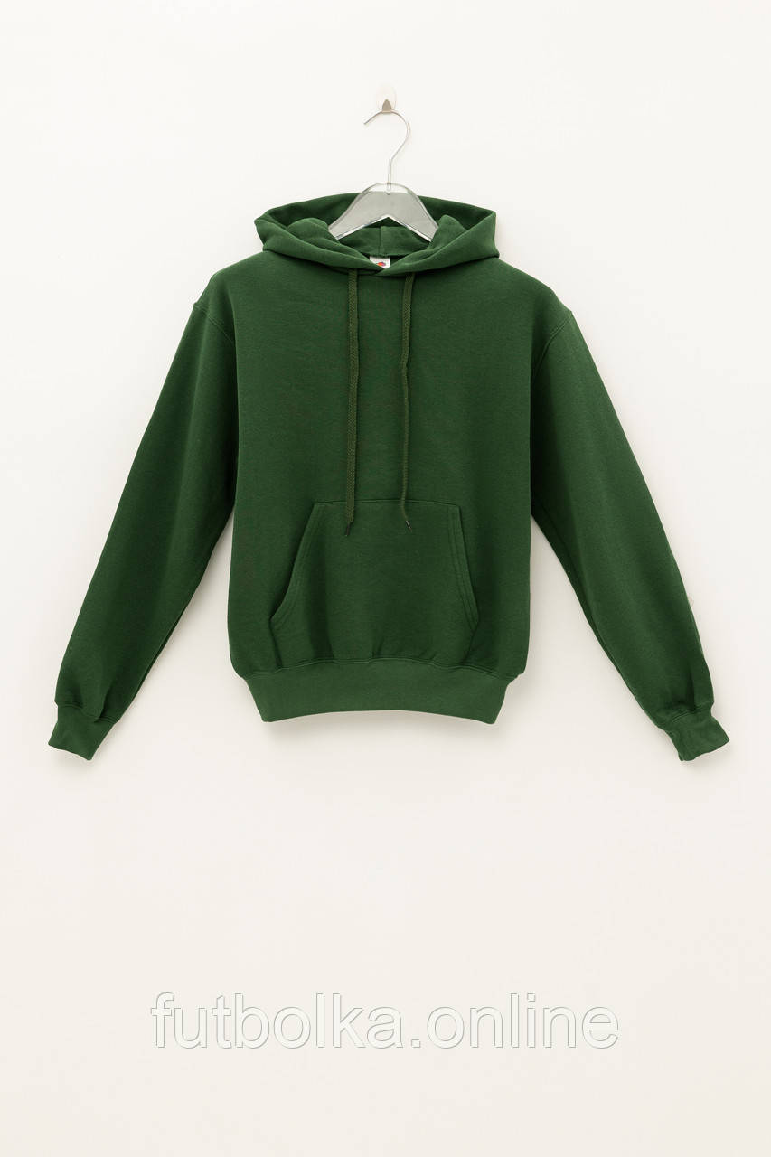 Темно-Зелена толстовка чоловіча базова Classic hooded sweat Fruit of the loom