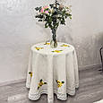 Скатертина вишита гладдю ручної роботи діаметр 180 см, фото 4