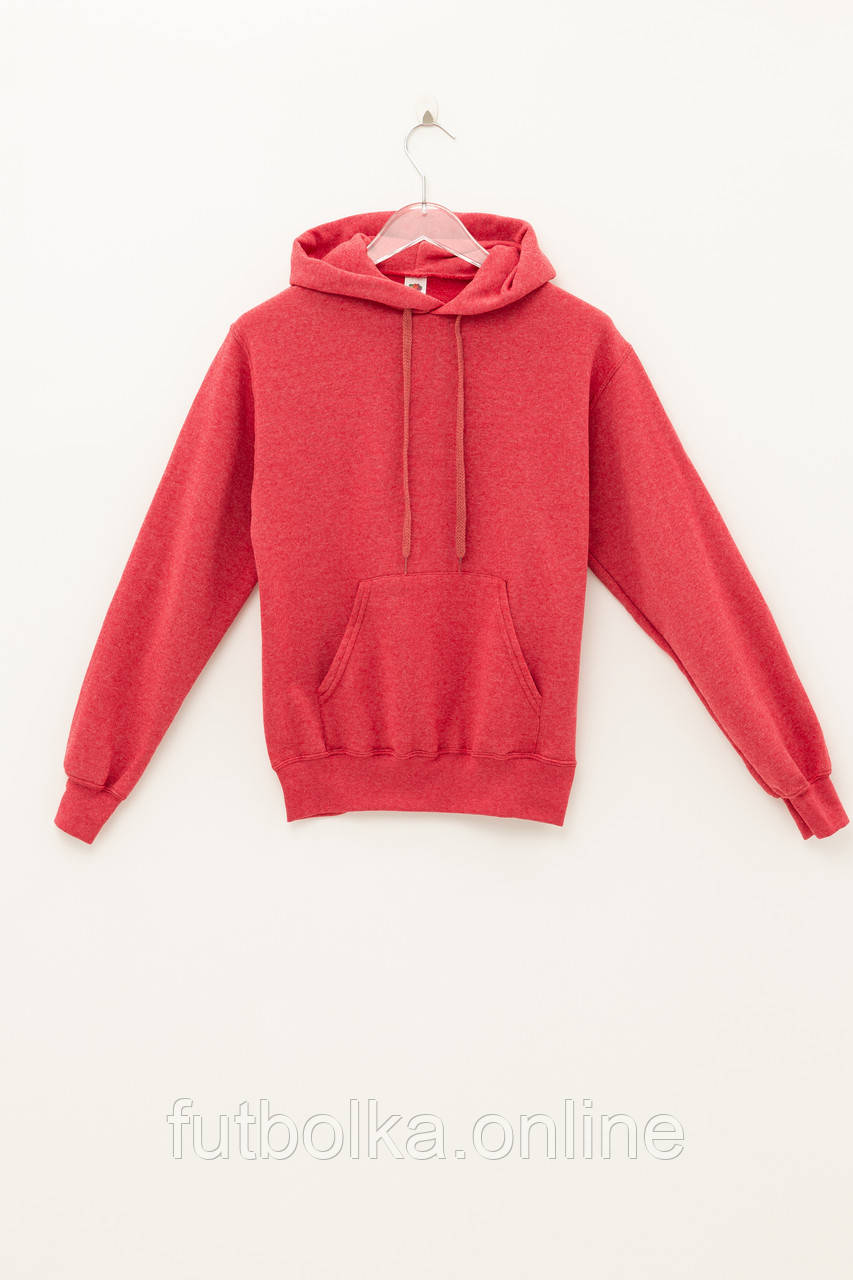 Червона Меланжева толстовка чоловіча базова Classic hooded sweat Fruit of the loom
