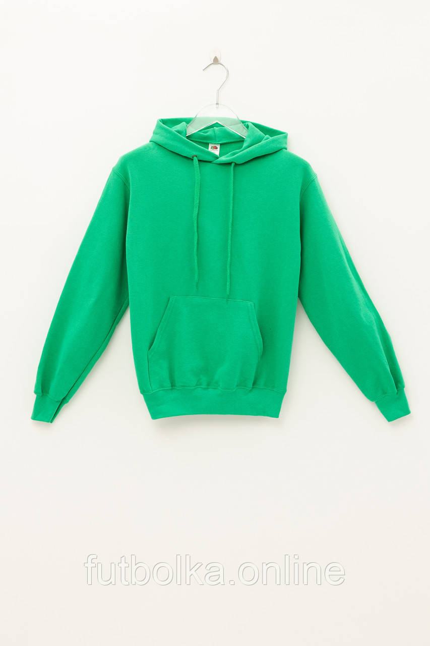 Зелена Меланжева толстовка чоловіча базова Classic hooded sweat Fruit of the loom