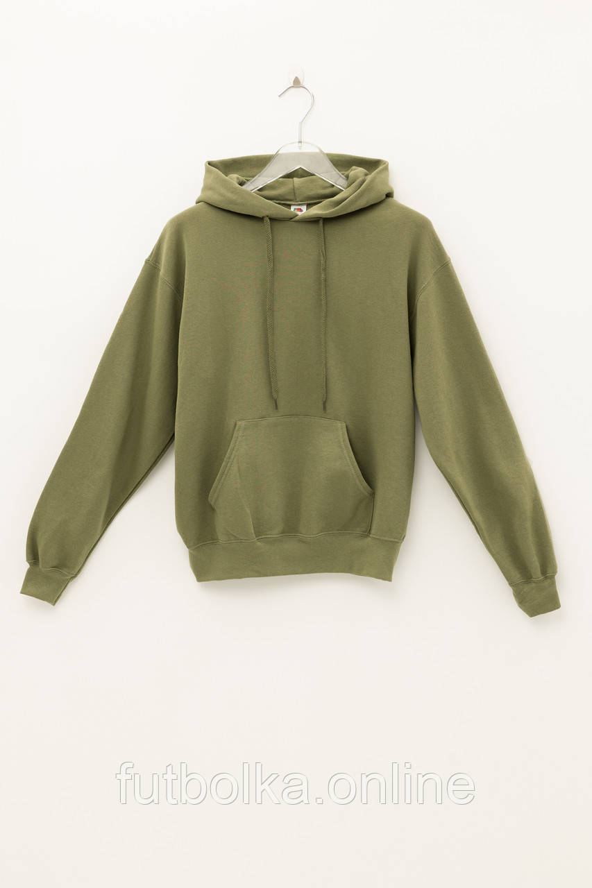 Оливкова толстовка чоловіча базова Classic hooded sweat Fruit of the loom