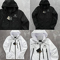 Чоловіча Вітровка ARC'TERYX у чорному Білому кольорі | Чорна Біла Куртка Арктерікс (Arcteryx)