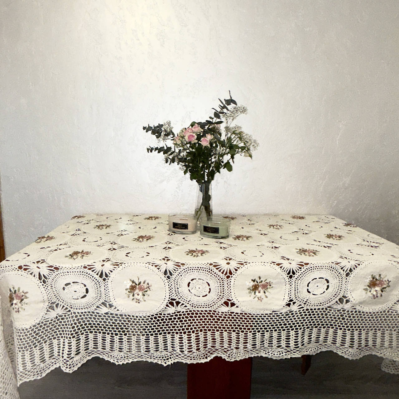 Скатертина ажурна вишита стрічками  280*160см