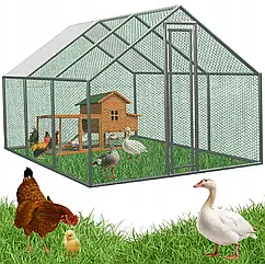 Курник, курятник з сталевим каркасом 4.5x3x1.95м GardenLine TUN4030 вольєр для курей, качок,гусей та інших домашніх тварин