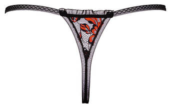 Мереживні стрінги Cottelli з ланцюжком перлів у відкритому доступі для стимуляції, чорні, M/L, фото 5