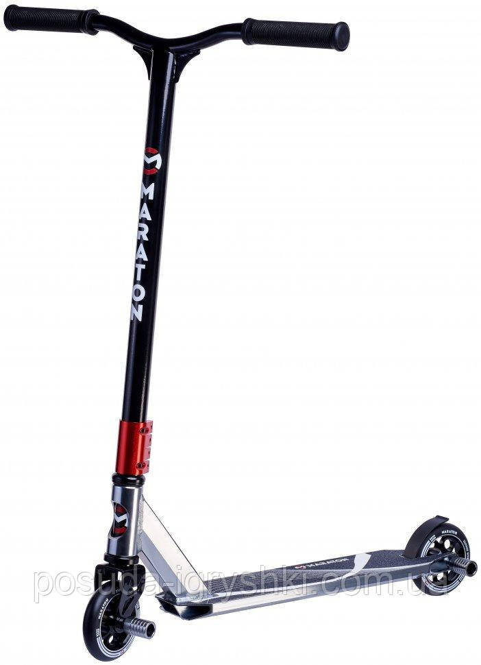 Трюковий самокат Maraton Dictator алюміній+сталь, пеги, колеса 2шт. ПУ 110мм-алюміній, кермо висотою 85 см., підніжка 50/34-10см., фото 1