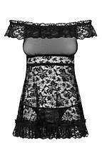 Сорочка Flores chemise Obsessive SM чорна, фото 5