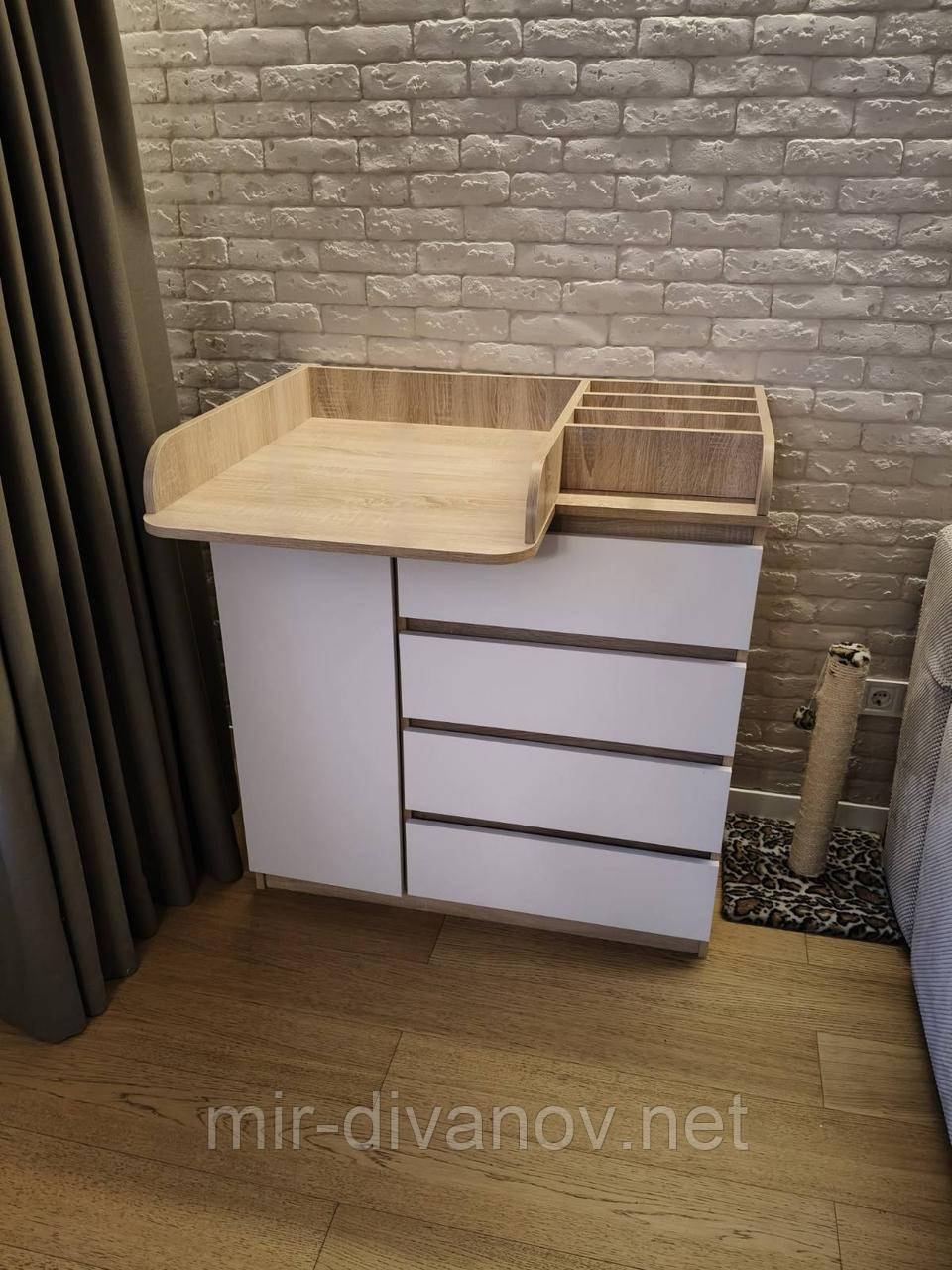 Сповивальний комод 4+1 Лайт з органайзером Дуб сонома+білий, фото 1