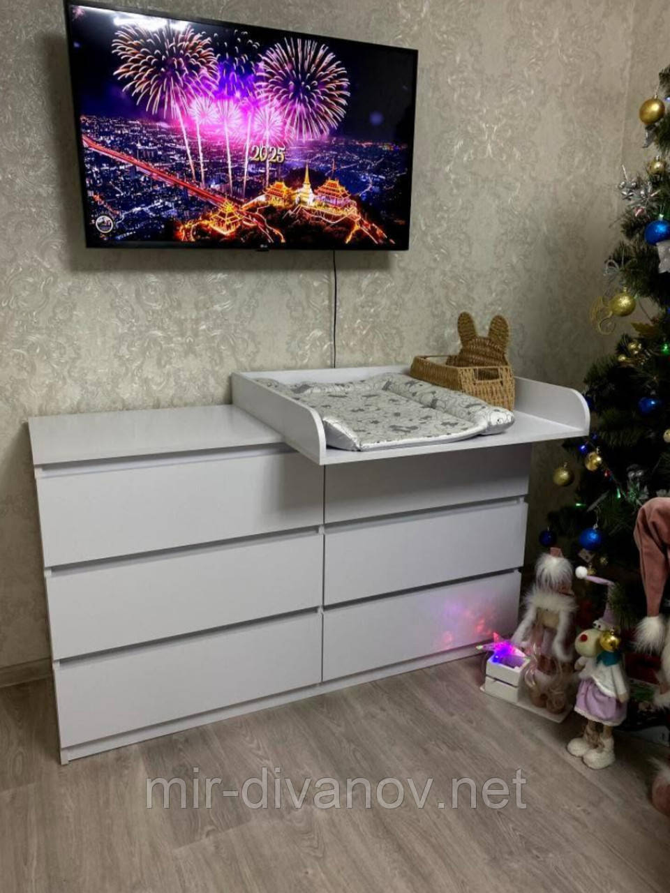 Комод для речей Лайт Еко 6 Ящиків німфея з накладним пеленатором рамка