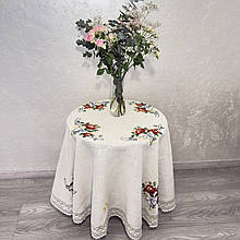 Вишита святкова скатертина ручної роботи на льоні 180см