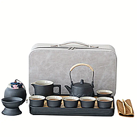 Набір для чайної церемонії на 6 персон керамічний чайний сервіз 14 предметів у кейсі Чорний