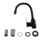 Brinex Pure 015F3 Змішувач для кухні нержавіюча сталь з гнучким виливом Black Matt, фото 3