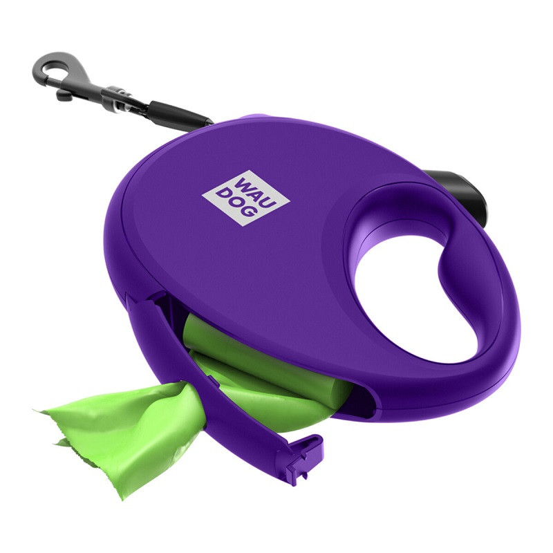 Повідець-рулетка для собак до 12 кг Waudog R-leash з контейнером для пакетів і світловідбивною стрічкою 3 м
