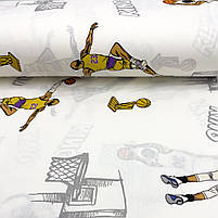 Турецька бавовняна тканина ранфорс "Легенди баскетболу на білому" 240 см, фото 3