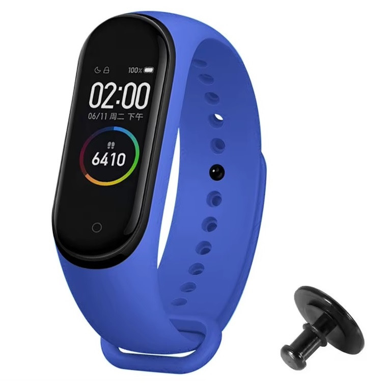 Ремінець Prime для Xiaomi Mi Band 3, Mi Band 4 з металевою кнопкою, Blue