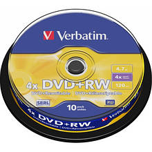 Диск DVD Verbatim 4.7Gb 4x CakeBox 10 шт silver (43488)