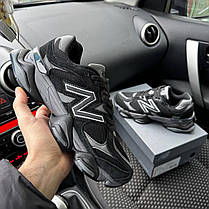 Чоловічі кросівки New Balance 9060 Black Grey Нью Беланс 9060 чорні з сірим замша текстиль демісезонні, фото 4