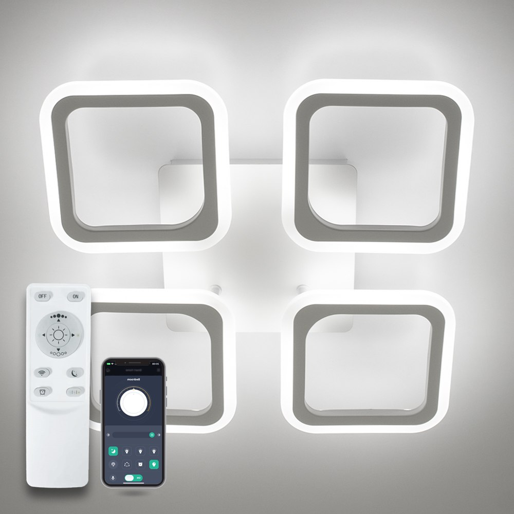 LED люстра ROOM 60W 4S WHITE біла Luminaria світлодіодна з пультом та керуванням зі смартфона APP 388×388×73мм