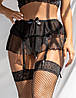Стринги Star Night з мереживною спідничкою-поясом для панчіх, чорний, XS/S, фото 2