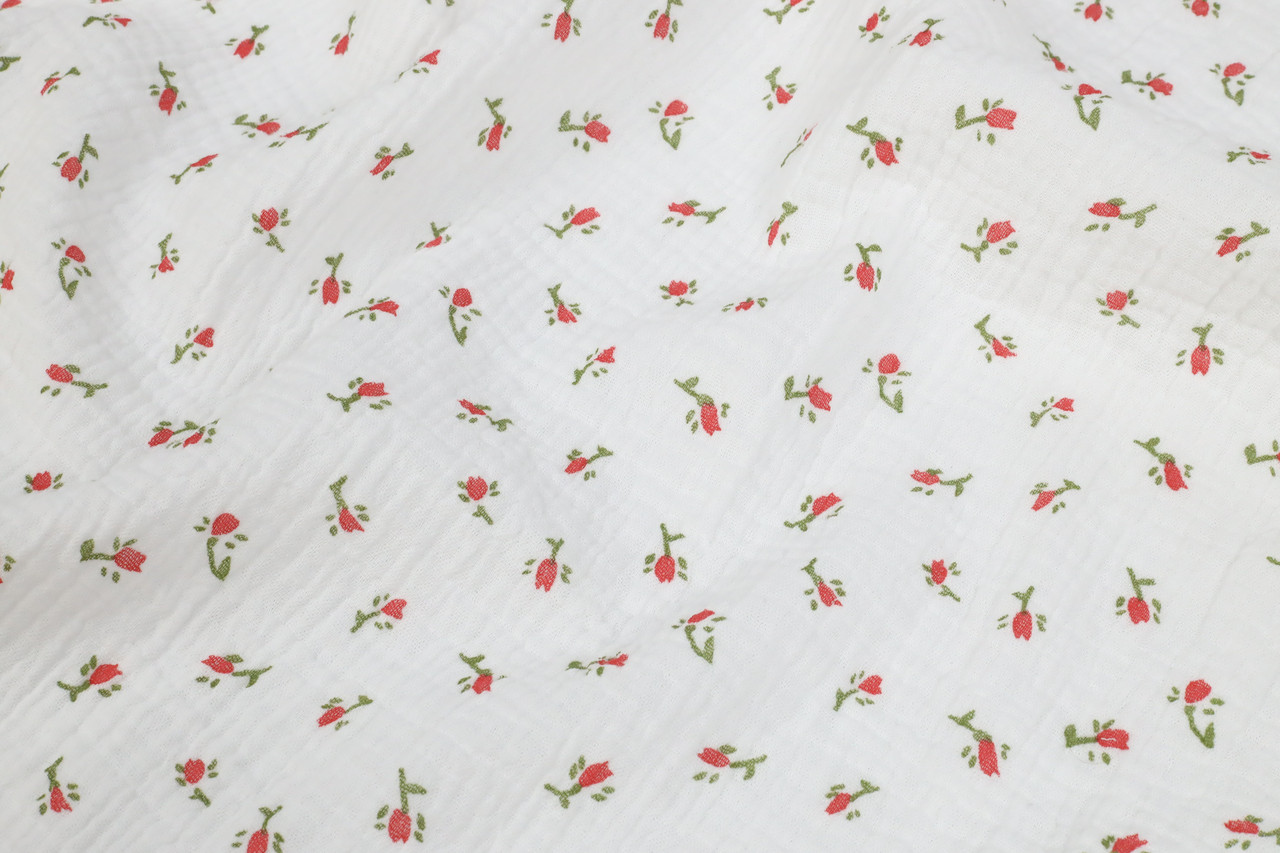 Муслін жатка Дрібні червоні бутони трояндочок 135 см, фото 1