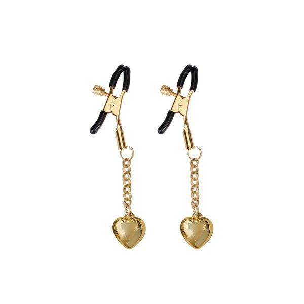 Затискачі для сосків Liebe Seele Solid Heart Nipple Clamps Gold, фото 1