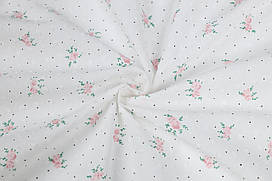 Батист в мушку Квіточки, крапки на білому