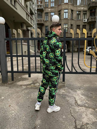 Принтований чоловічий костюм чорно-зеленого кольору, фото 4