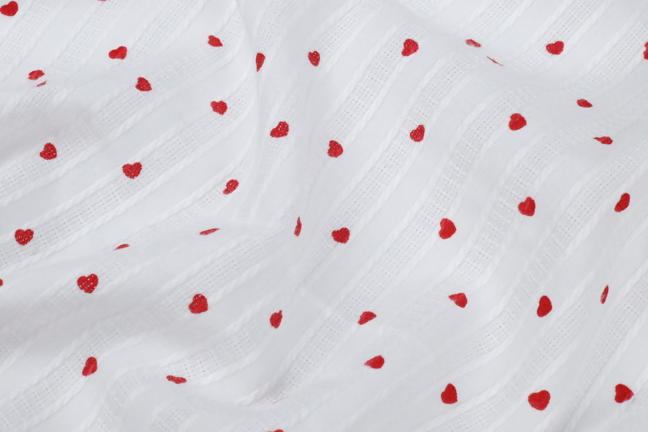 Батист мережка Сердечка дрібні червоні