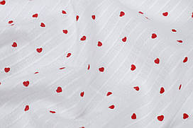 Батист мережка Сердечка дрібні червоні
