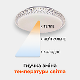 Світлодіодна люстра з пультом BIOM 50Вт SML-R08-50, 39 см, зміна температури світла, яскравості, кругла, біла, фото 3