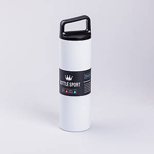 Термос металевий 500 мл з нержавіючої сталі Bottle Sport з ручкою білий