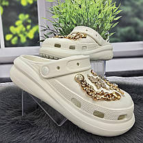 Крокcи жіночі Fashion білі з джибітсами на платформі 4765, фото 4