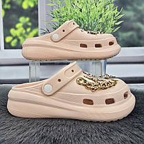 Крокcи жіночі Fashion пудрові з джибітсами на платформі 4765, фото 6