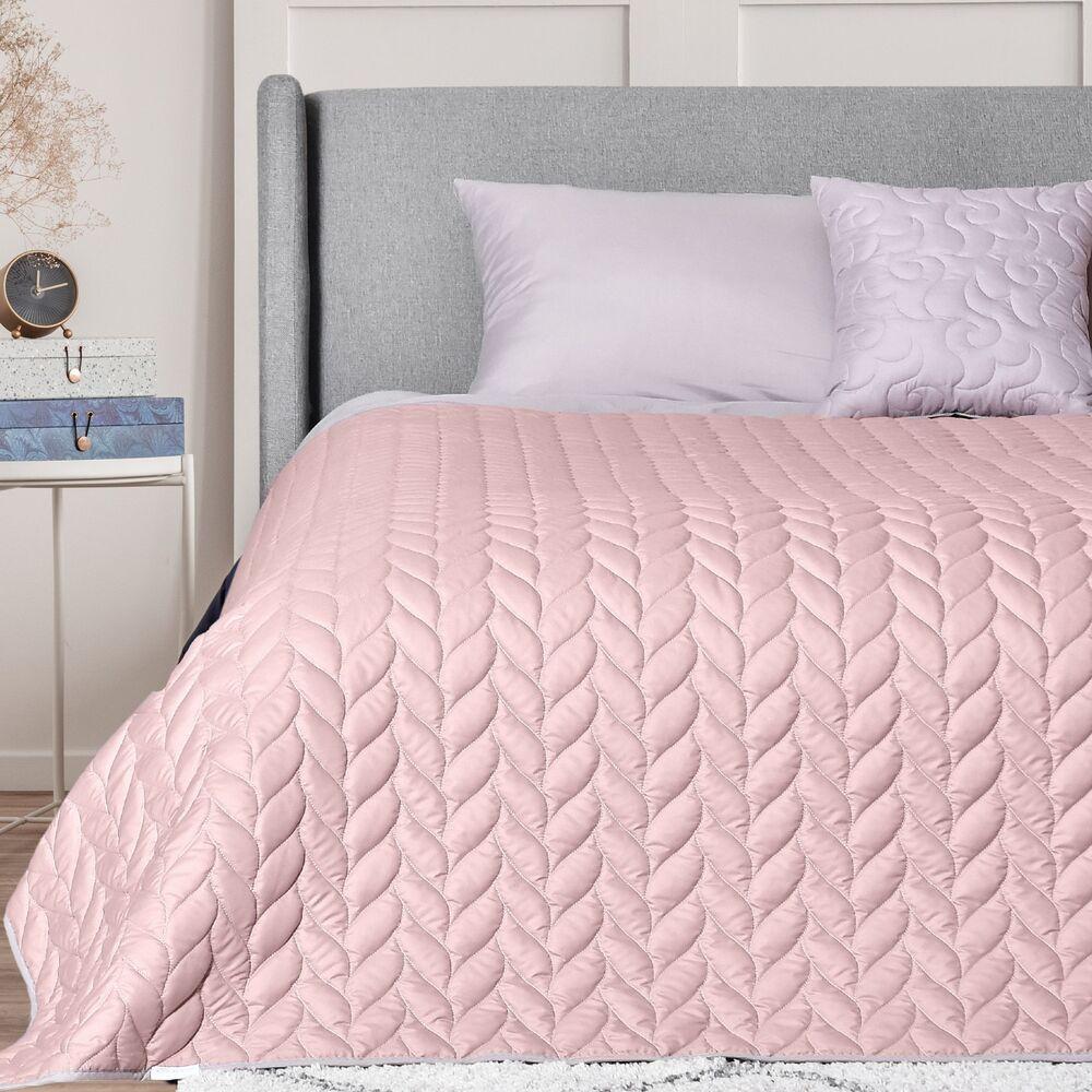 Покривало на ліжко 220х240 см Warmis двостороннє міцне стьобання тканини, антиалергенне волоконо пудра, фото 1