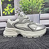 Кросівки жіночі SWIN білі з сріблястим сітка з еко-шкірою 4771, фото 6