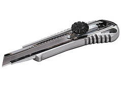 Ніж MASTERTOOL 18 мм металевий з напрямною гвинтовий замок 17-0198