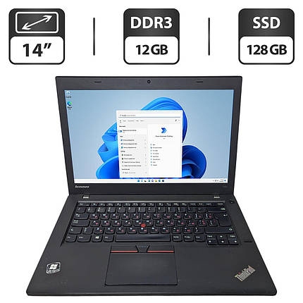 Ноутбук Б-клас Lenovo ThinkPad T450/ 14" (1366x768)/ Core i5-5300U/ 12 GB RAM/ 128 GB SSD/ HD 5500, фото 1